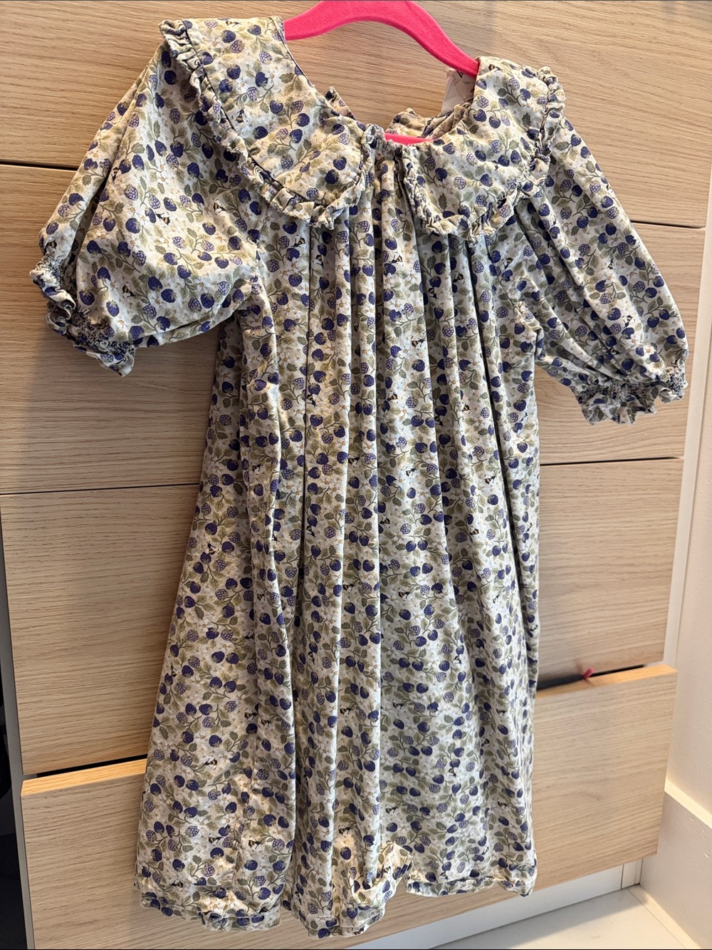 H&M Girls Floral Puff-Sleeve dress - Purple/White